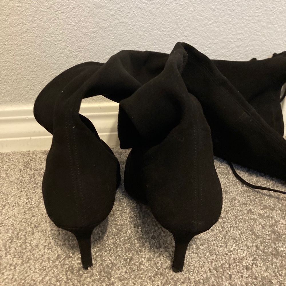 Stuart Weitzman Over The Knee Black Suede Boots - Picture 6 of 14